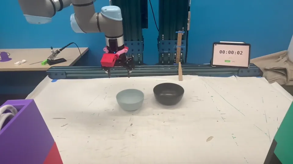 Real robot demonstration of the Bowl-Bowl tabletop pick-and-place task.